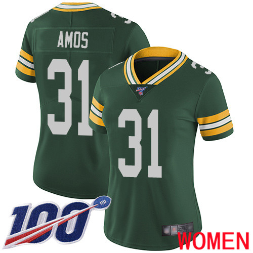 Green Bay Packers Limited Green Women #31 Amos Adrian Home Jersey Nike NFL 100th Season Vapor Untouchable